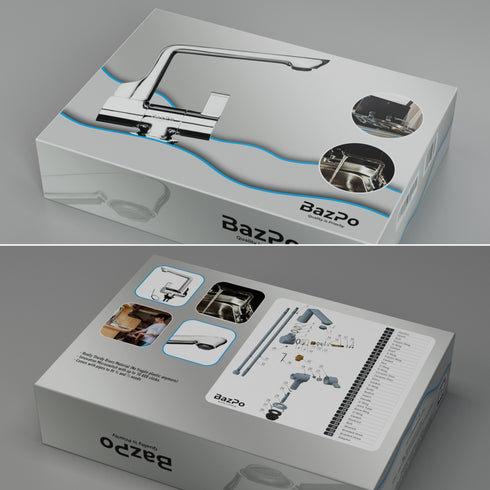 Bazpo 12V Water Faucet with Microswitch | RV Kitchen Faucet Solid Brass (5 BAR) - Chrome