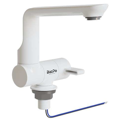 Bazpo 12V Water Faucet with Microswitch | RV Kitchen Faucet Solid Brass (5 BAR) - White
