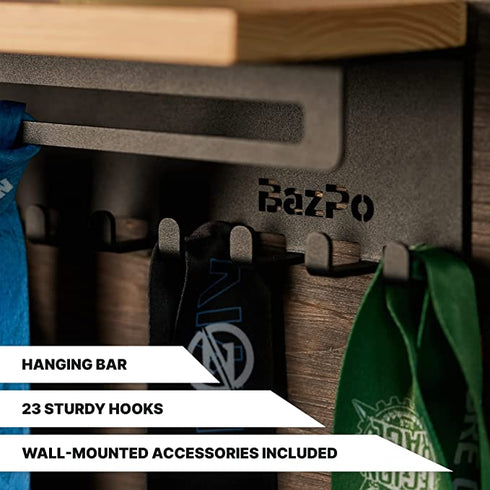 BAZPO Metal-Wood Medal Hanger Display with Shelf