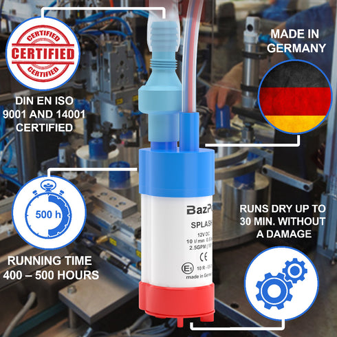 12V Bazpo Splash Submersible Water Pump for RV, Trailer, Camper.